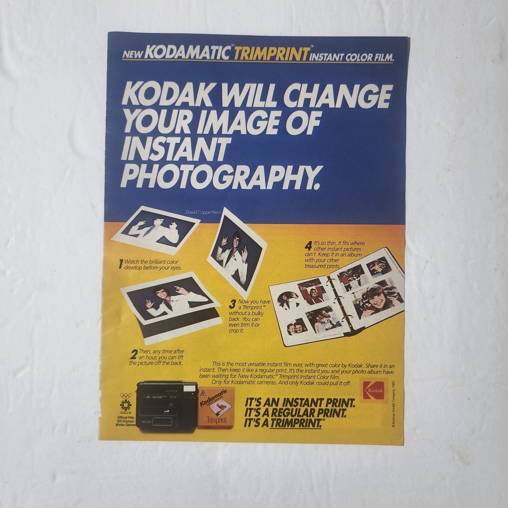 Vintage Print Ad Kodak Kodamatic Trimprint Instant Film clipping 1983 8x10.5